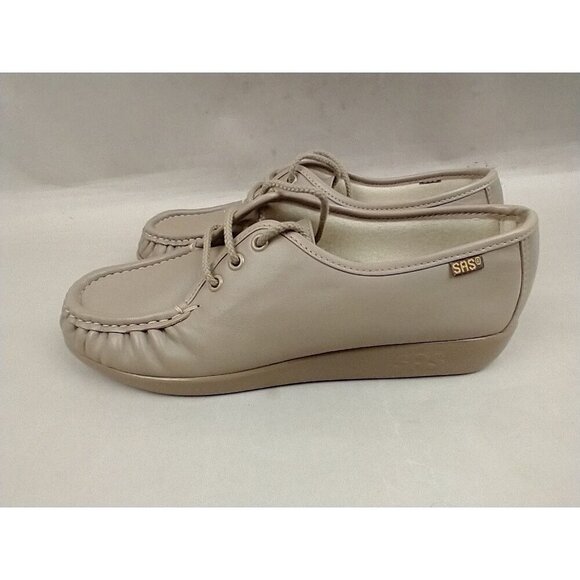 SAS Siesta Women's Tan Beige Leather Oxford Comfort Shoes 8N EUC - Picture 3 of 9